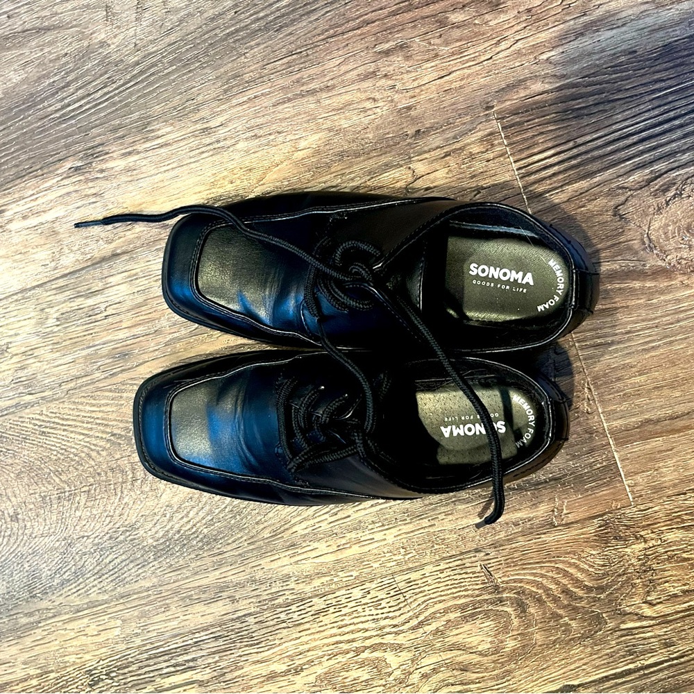 Sonoma boys black dress shoes size 3